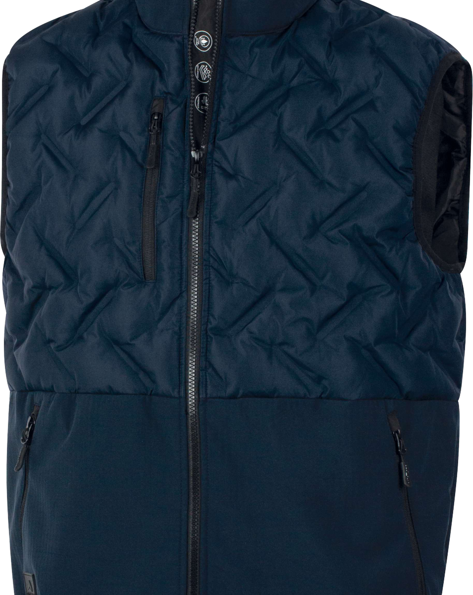 KAMIZELKA - PŁÓTNO PONGEE 100% POLIESTER Z RECYKLINGU MEMBRANA TPU 2 WARSTWY LAMINOWANE - SOFTSHELL 94% POLIESTER Z RECYKLINGU 6% ELASTAN MEMBRANA TPU 3 WARSTWY LAMINOWANE